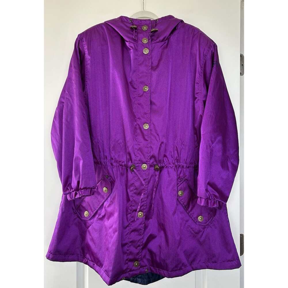 Vintage 80s Obermeyer Ski Coat Womens 12 Purple Snow Hooded Jacket Pamela Long
